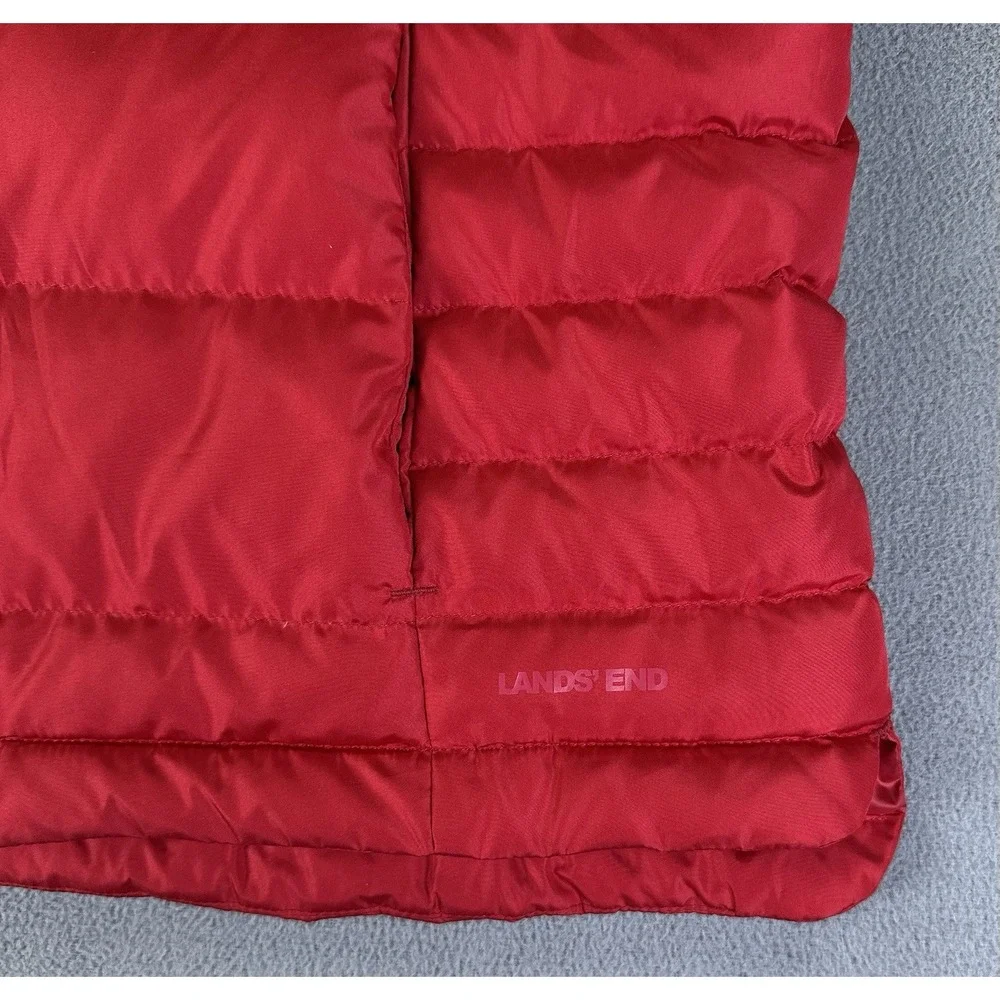 Lands‎ End Puffer Vest Adult Medium Red Down Feather Fill Outdoor Nature Hiking